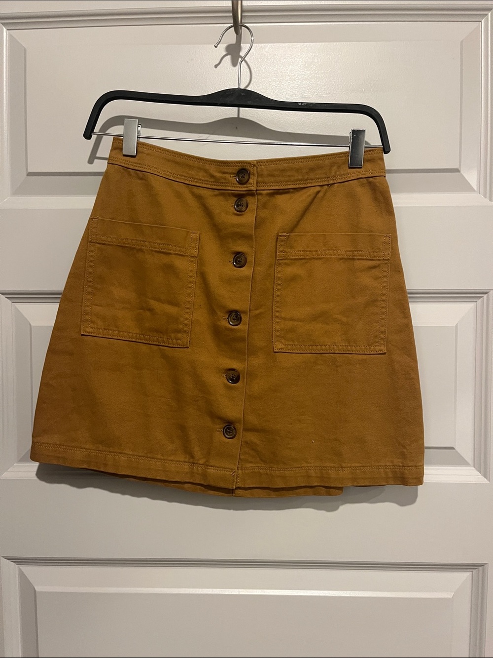 Brown Button-Front Mini Skirt
